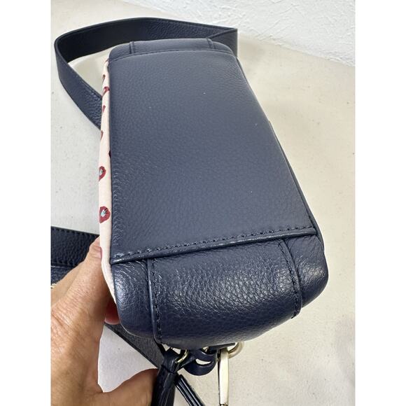 Radley London Hello Lovely Navy Grey Leather Small Crossbody Bag Luxury Dual zip - Picture 8 of 16